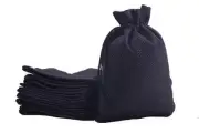 50pcs 9.0x12.0cm/3.6''x4.8'' Small Black Drawstring and Lining Burlap/Hessian...