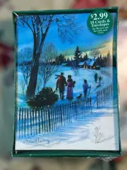 Vtg K-Mart Christmas Cards 18ct + Envelopes Holiday Cutting The Tree USA 6.5x5”