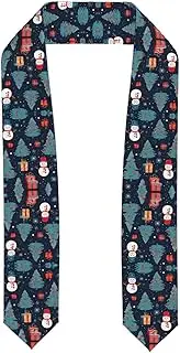 [SKKNT] Blue Christmas Snowman Print Graduation Shawl Stole For Academic Commencements Honor Sash Congratulations Gift