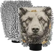 XYMZR Absorbent Microfiber Car Wash Mitt Dog Portrait Flower, Funny Cute Anime Scratch Free for Cars Cleaning, Home Cleaning Mitts, 2 Pack, 10.24” L x 7.09” W