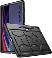 [Poetic] TurtleSkin Case for Samsung Galaxy Tab S10 Plus (2024 Release) / S9 Plus (2023 Release) 12.4 inch Case with S Pen Holder, Heavy Duty Shockproof Kids Friendly Protective Silicone Cover, Black
