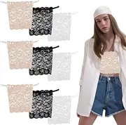 [Oycjinxuan] 9 Pcs Modesty Panels for Low Cut Tops, with Adjustable Snaps, lace Inserts for Low Cut Tops, Half Bralette Neck Lace Top, Lady Lace Clip-On Mock Camisole Bra Insert Multicolor