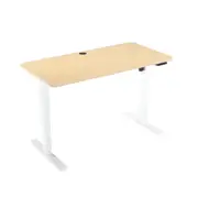 Adjustable Height Electric Standing Desk, Ergonomic Stand Up Desk With USB Charger, Sit Stand Desk with 120 x 60cm Splice Board, White Frame / Natural Table Top