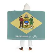 Delaware Sherpa Fleece Blanket With Hood Featuring the Delaware Flag