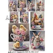 Spring Teacup Animals | A4 Rice Paper | Paper for Decoupage | AB Studios