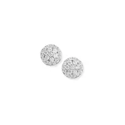 Sterling Silver Pave Cubic Zirconia Ball Stud Earrings in White