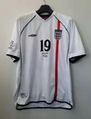 2002 ENGLAND Home shirt S/S No.19 J COLE WorldCup vs Brazil jersey shirt sz XL