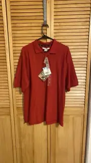 NWT. Knightsbridge Polo Mens Large Red Striped Short Sleeve Golf Shirt Rugby