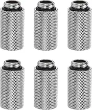 6pcs Water Cooling Adapter G1/4" Thread Male to Female 1.18" Column Length Mini Compression Fitting Copper Extender Fitting with O-Ring for Computer PC Water Cooled System, Silver