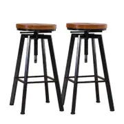 Levede 2x Wooden Vintage Industrial Bar Stools