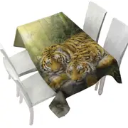 Wild Animals Art Tigers Forest Morning Tablecloth