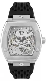 Philipp Plein The Skeleton Automatic Watch with Black Strap PWBAA2123