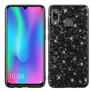Glittery Powder Shockproof TPU Case for Galaxy A30(Black)