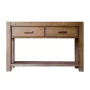 Hugo 2 Drawer Timber Hall Table - Rustic Pine