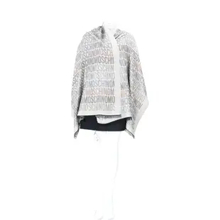 MOSCHINO 金銀蔥滿版字母莫代爾混紡灰色披肩 圍巾(190x70)