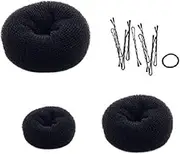 OSOLADY Hair Donut Bun Maker Black Easy to Use Styling Tool for Buns Adds Volume Fullness for Weddings Parties Daily Activities More
