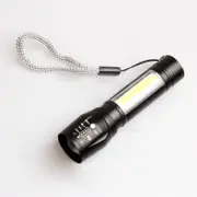 Flashlight Strong Light Rechargeable Zoom Giant Bright Home Outdoor Portable LED Night Light Flashlight-Black