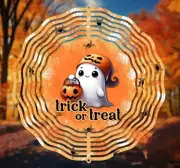 Halloween Ghost Trick or Treat 10" Wind Spinner Handmade