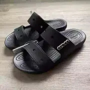 Crocs Unisex Men Women Black Two Strap Classic Crocs Slide Sandal - US M10/W12