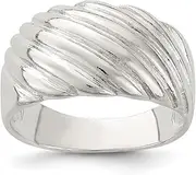 [JewelryWeb] 925 Sterling Silver Solid Fancy Ribbed Ring Size 7 Band Style-Ring for Women