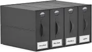 VERONLY 4 Pack Bed Sheet Organisers, Foldable Linen Storage Box with Window for Closets, Duvet Covers and Pillow Cases Wardrobe, Home Storage & Organisation, Grey