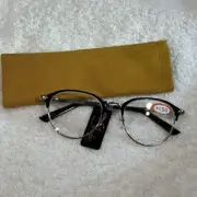 Studio ICU Eyewear Men Black Silver Reading Glasses Readers +1.50 NEW #7652