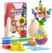 1Set Flower Crafts Kit for Kids Flower Bouquet Modeling Clay Kit Arts and Crafts Air Dry Clay for Ages 6+