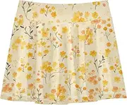 [FRODOTGV] Sprouting Yellow Flowers Girls Athletic Skirt with Built in Shorts Golf Skort for Girl Kids Pleated Skort
