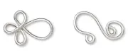 24 Sets Silver Plated Brass 22x8.5mm Swirl Hook & Eye Clasps *