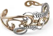 [American West Jewelry] Sterling Silver Brass Swirl Leaf Cuff Bracelet- Small to Large - Couture Collection