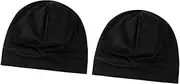[Perfeclan] 2 Pieces Cotton Skull Caps Soft Breathable Warm Men Women Lightweight Night Cap