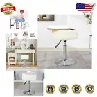Adjustable Velvet Vanity Stool with Hidden Storage - 360° Swivel Beige Design