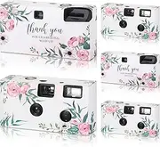 5 Pcs Disposable Camera for Wedding Bulk, Color Film Single Use Camera Bulk with Flash 34 mm Disposable Cameras One Time Camera for Gathering Wedding Travel (Flower)