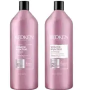 REDKEN VOLUME INJECTION SHAMPOO 1 LITRE AND CONDITIONER 1 LITRE FOR FINE HAIR