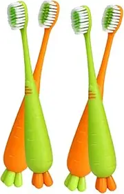 MOTHNUR Manual Toothbrush Kids 4 Pcs Extra Soft Children's Toothbrush Carrot Shape Design