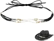 Sun Hat Band for Women, Summer Beach Wide Floppy Brim, Braided Hat Belt