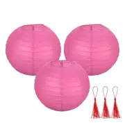 3 Pcs Rose Red Round Paper Lanterns 8 Inch Paper Lantern Party Decorations