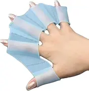 BWESOO Blue Silicone Webbed Swimming Gloves - Adult Unisex Aquatic Gloves for Swimming - Frog Hand Swimmers Web Training Paddles - Kids Women Men