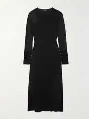 [TOM FORD] TOM FORD - Mesh-paneled Jersey-crepe Dress - Black - IT40 IT 40 Black