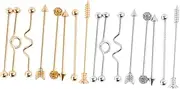 [ANDRESLAD] Barbell Earring Jewelry Screw on Earrings Cambered Barbell Arrows Screw Earring Ear Studs Industrial Pierced Earring Backs Industrial Bar Piercing Industrial Earrings Silver