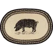 New Farmhouse Chic BLACK PIG Placemat Jute Braided Table Doily Candle Place Mat