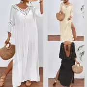 Sexy Split Dress for Women Beach Cover Up Swimsuit Cover Up Hollow out Dress