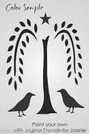 Joanie 6"x9" Stencil Country Willow Tree Crow Star DIY Signs Pillow Gift Bags