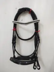 White & black Sparkling Crystal Browband Leather Dressage For Horse Bridle