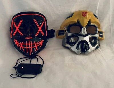 Halloween Masks LED Glow Horror Rave & Halloween Transformer Bumblebee Helmet