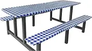 Picnic Table Cover and Bench Covers-Elastic Fitted Rectangle Tablecloth Water and Oil Proof for Outdoor Garden Camping (Dark Blue)