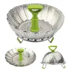 Folding Stainless Steel Steamer Basket (7-11 Inches) with Heat Resistant Hand...