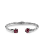 Samuel B. Jewelry 18K & Sterling Silver 4.20 ct. tw. Garnet Hinged Bangle Bracelet