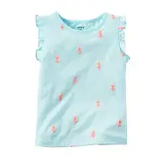 Carter's Girls "Hula Girl" Print, Flutter Sleeve Tank Top: Turquoise (24 Months)