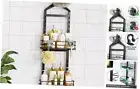 Shower Caddy Organizer-Over The Shower Head Caddy-Anti-Swing 2 Tier Black